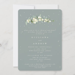 Seafoam Snowberry+Eukalyptus Wedding Probe Einladung