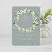 Seafoam Snowberry+Eukalyptus Wedding Probe Einladung (Stehend Vorderseite)