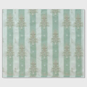 Seafoam Stiped Velvet-Look Diamond Trees Geschenkpapier (Flach)