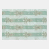 Seafoam Stiped Velvet-Look Diamond Trees Geschenkpapier Set (Vorderseite 2)