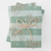 Seafoam Stiped Velvet-Look Diamond Trees Geschenkpapier Set (Beispiel)