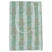 Seafoam Stiped Velvet-Look Diamond Trees Mittlere Geschenktüte (Vorderseite)