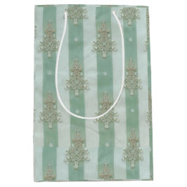Seafoam Stiped Velvet-Look Diamond Trees Mittlere Geschenktüte