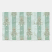 Seafoam Stiped Velvet-Look Diamond Trees Rechteckiger Aufkleber (Vorderseite)