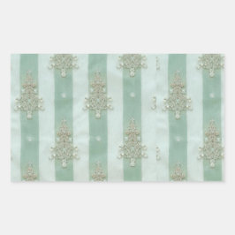 Seafoam Stiped Velvet-Look Diamond Trees Rechteckiger Aufkleber