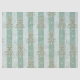 Seafoam Stiped Velvet-Look Diamond Trees Seidenpapier