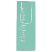 Seafoam Stylisierte SkriptWedding Bridesmaid Geschenktüte Für Weinflaschen (Vorderseite)