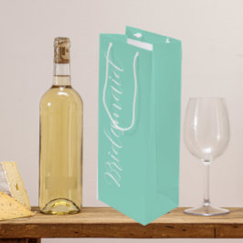Seafoam Stylisierte SkriptWedding Bridesmaid Geschenktüte Für Weinflaschen