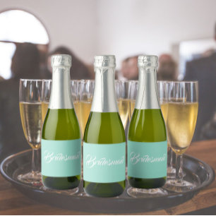 Seafoam Stylisierte SkriptWedding Bridesmaid Schaumweinetikett