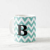 Seafoam und Schwarz-Zickzack Monogramm-Tasse Kaffeetasse (Vorderseite Links)