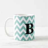 Seafoam und Schwarz-Zickzack Monogramm-Tasse Kaffeetasse (Links)