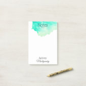 Seafoam Watercolor Splash Personalisiert Post-it Klebezettel (Auf Schreibtisch)