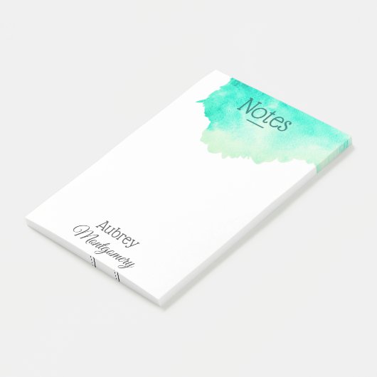 Seafoam Watercolor Splash Personalisiert Post-it Klebezettel (angewinkelt)