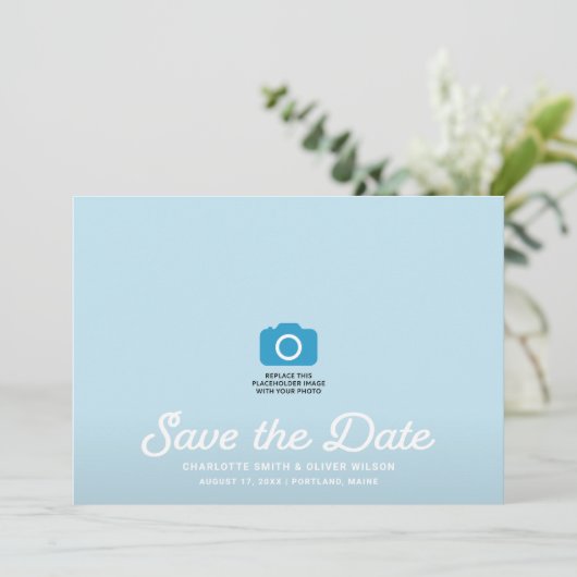 Seafoam Waves Full Foto Save the Date Karte (Stehend Vorderseite)