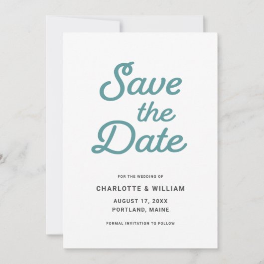 Seafoam Waves Save the Date Card (Vorderseite)