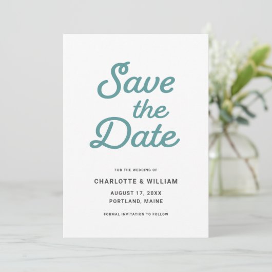 Seafoam Waves Save the Date Card (Stehend Vorderseite)