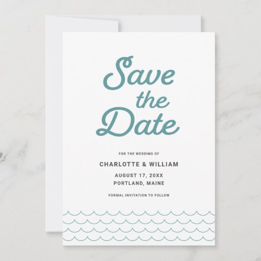 Seafoam Waves Save the Date Card (Vorderseite)