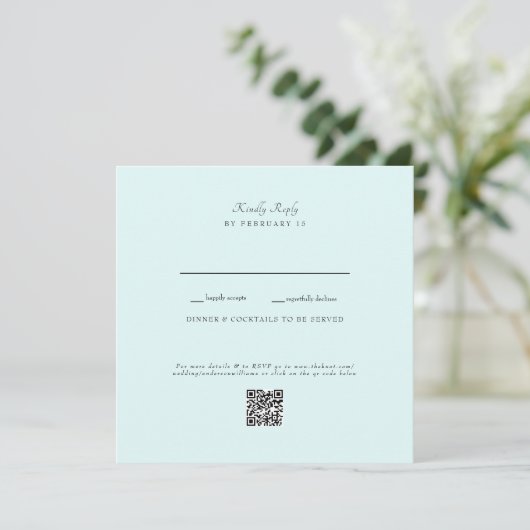 Seafoam Wedding QR Code UAWG Flat Card (Stehend Vorderseite)