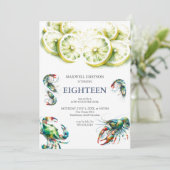 Seafood Boil 18. Geburtstag Einladungen (Stehend Vorderseite)