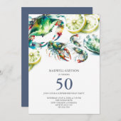 Seafood Boil 50. Geburtstag Einladungen (Vorne/Hinten)