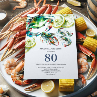 Seafood Boil 80. Geburtstag Einladungen