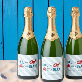 Seafood Boil Bachelorette Party Schaumweinetikett