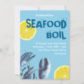 Seafood Boil Blue Lobster und Lemon Einladung (Vorderseite)