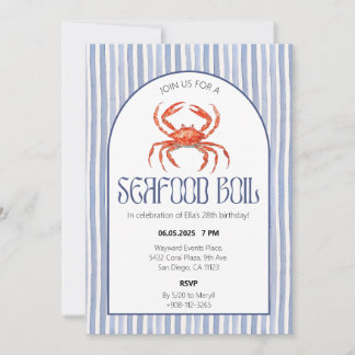 Seafood Boil Crab Wasserfarbe Geburtstag Einladung