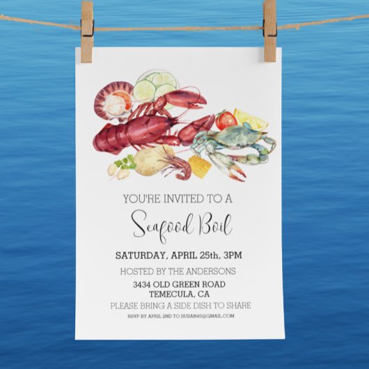 Seafood Boil Einladung Wasserfarben Cookout Budget