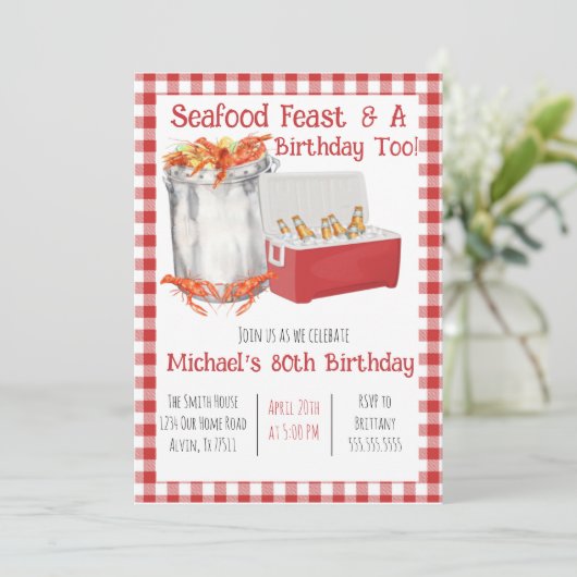 Seafood Boil Einladung zum Geburtstag (Stehend Vorderseite)