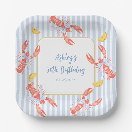 Seafood Boil Lobster Bake Birthday Paper Plates Pappteller (Vorderseite)