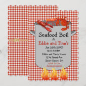 Seafood Boil Red Gingham Einladung (Vorne/Hinten)