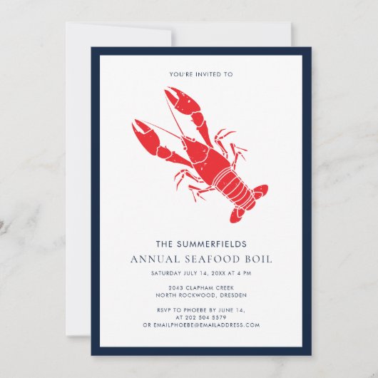 Seafood Boil Summer Crawfish Party Einladung (Vorderseite)