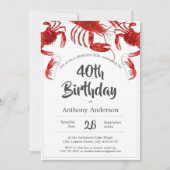 Seafood Booking Red White Custom Birthday Party Einladung (Vorderseite)