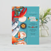 Seafood Border Einladung (Stehend Vorderseite)