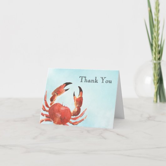 Seafood Crab Watercolor Vielen Dank Dankeskarte (Vorderseite)