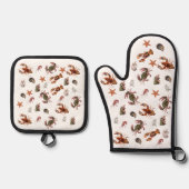 Seafood Crustacean Hummer Crab Beach House Ofenhandschuh & Topflappen-Set (Vorderseite)