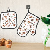 Seafood Crustacean Hummer Crab Beach House Ofenhandschuh & Topflappen-Set
