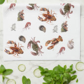 Seafood Crustacean Hummer Craster Muster Geschirrtuch (Gefaltet)