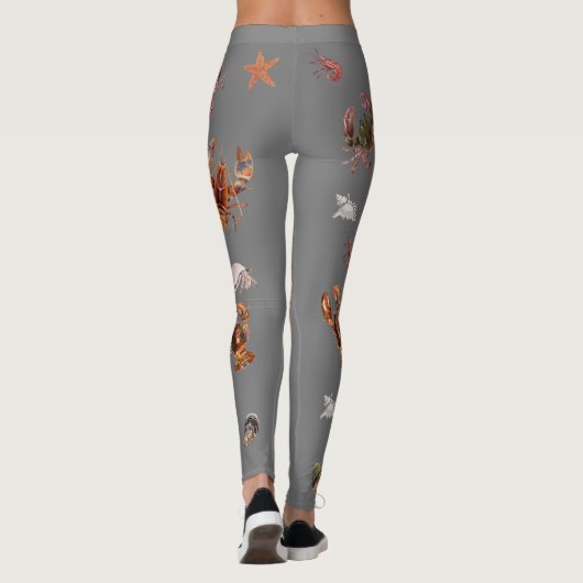 Seafood Crustacean Hummer Craster Muster Leggings (Rückseite)