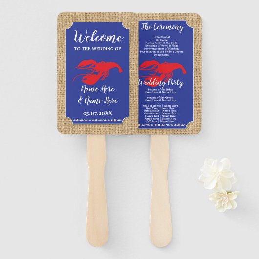 Seafood Hummer Boil Beach Hochzeitsprogramm Fan Fächer (Vorne und Hinten)