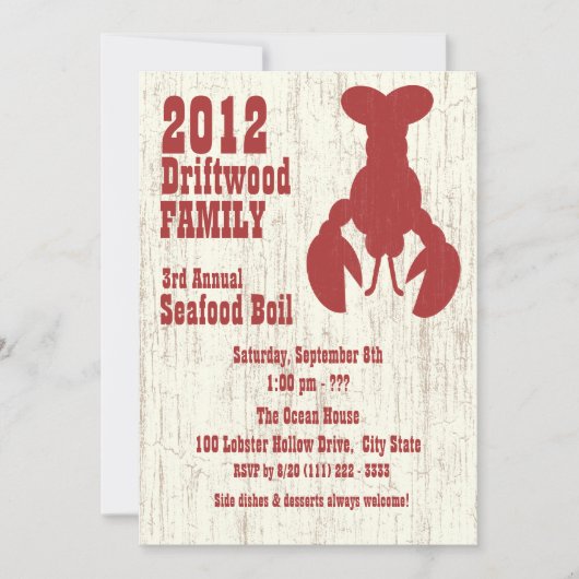 Seafood Hummer Red Einladung (Vorderseite)