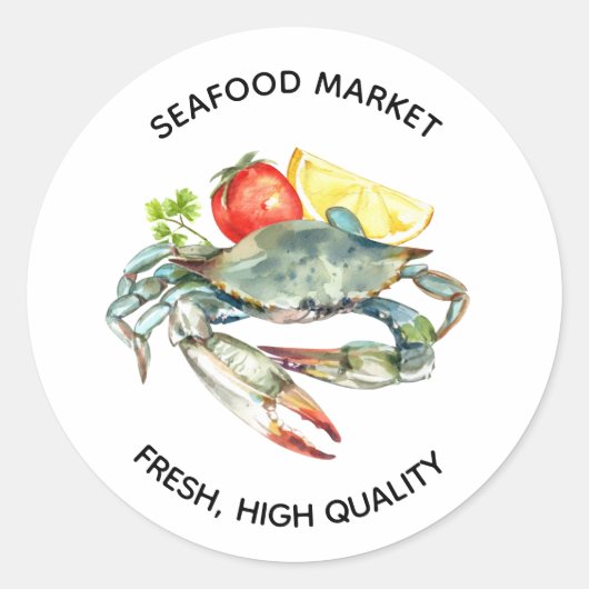 Seafood market Business Craig Watercolor Runder Aufkleber (Vorderseite)