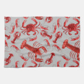 Seafood Muster Light Grau Rustic Crawfish Hummer Geschirrtuch (Horizontal)