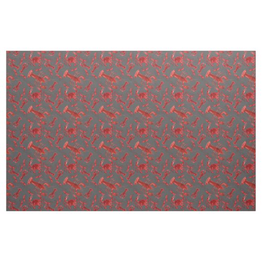 Seafood Pattern Crawfish Hummer Rustikal Dunkelgra Stoff (Fat Quarter (45,7 x 55,9 cm))