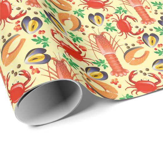 Seafood Pattern Geschenkpapier (Rolleneckpunkt)