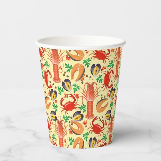 Seafood Pattern Pappbecher (Rückseite)