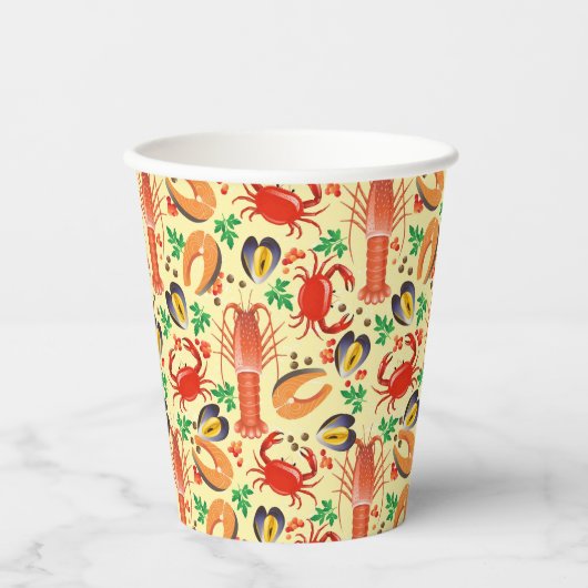 Seafood Pattern Pappbecher (Vorderseite)