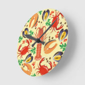 Seafood Pattern Runde Wanduhr (Winkel)