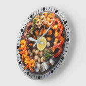 Seafood Platter Große Wanduhr (Winkel)